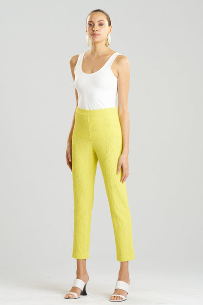 NATORI Buy Stretch Texture Jacquard Ankle Pants in Limoncello Online