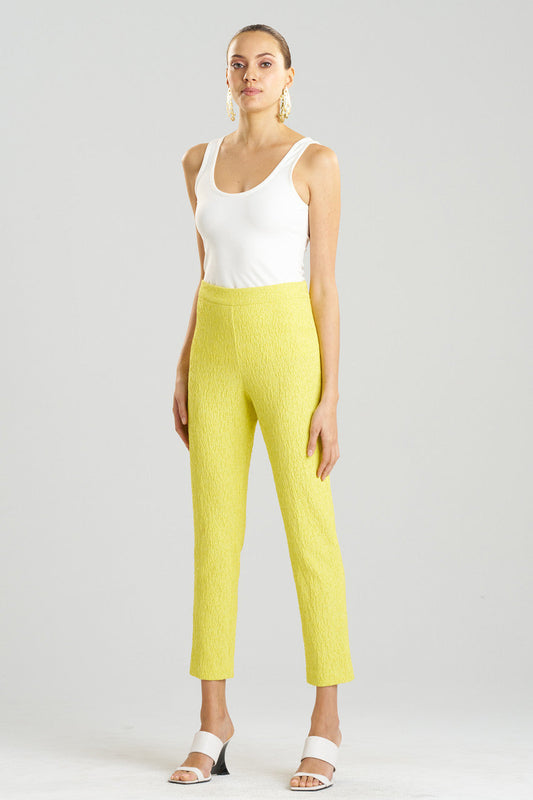 NATORI Buy Stretch Texture Jacquard Ankle Pants in Limoncello Online