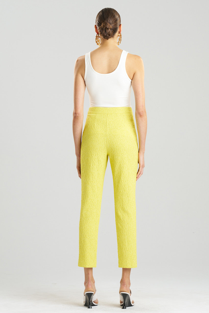 NATORI Buy Stretch Texture Jacquard Ankle Pants in Limoncello Online