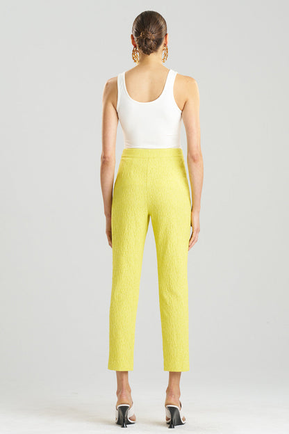 NATORI Buy Stretch Texture Jacquard Ankle Pants in Limoncello Online