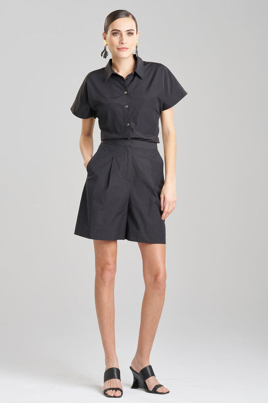 NATORI Buy Tech Cotton Taffeta Shorts in Black Online