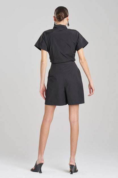 NATORI Buy Tech Cotton Taffeta Shorts in Black Online