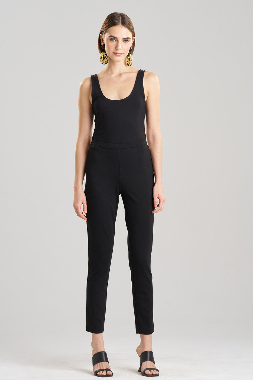 NATORI Buy Light Weight Ponte Straight Leg Pants in Black Online