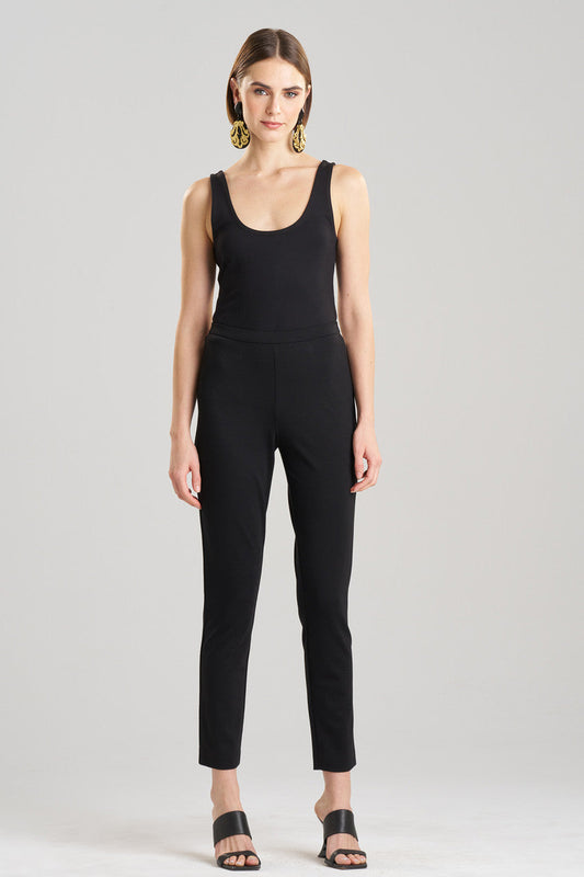 NATORI Buy Light Weight Ponte Straight Leg Pants in Black Online