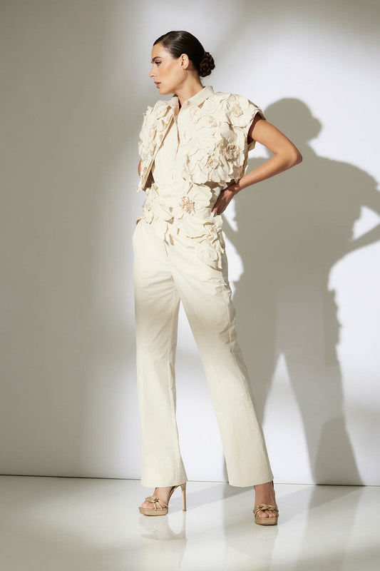 NATORI Buy Tech Cotton Taffeta Pants in Cream Online