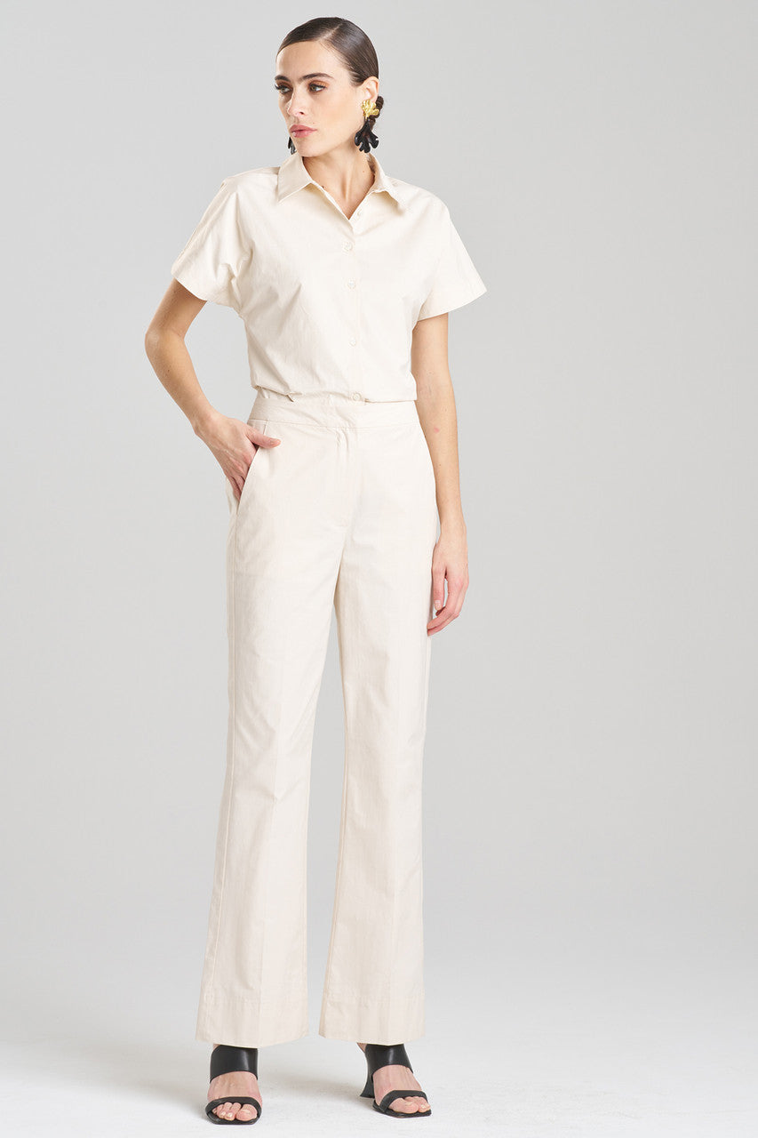 NATORI Buy Tech Cotton Taffeta Pants in Cream Online