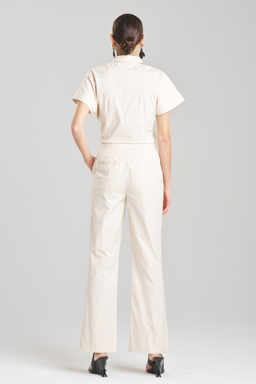 NATORI Buy Tech Cotton Taffeta Pants in Cream Online