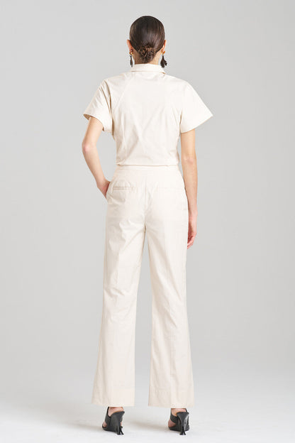 NATORI Buy Tech Cotton Taffeta Pants in Cream Online