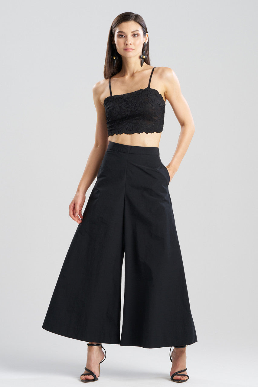 NATORI Buy Taffeta Palazzo Wide Leg Pants in Black Online