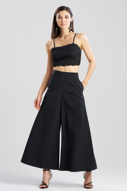 NATORI Buy Taffeta Palazzo Wide Leg Pants in Black Online