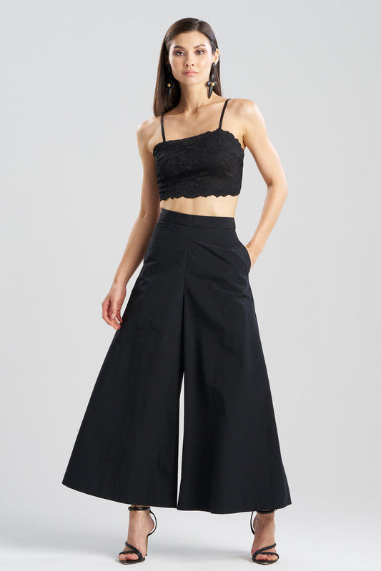 NATORI Buy Taffeta Palazzo Wide Leg Pants in Black Online