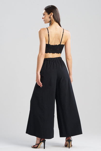 NATORI Buy Taffeta Palazzo Wide Leg Pants in Black Online