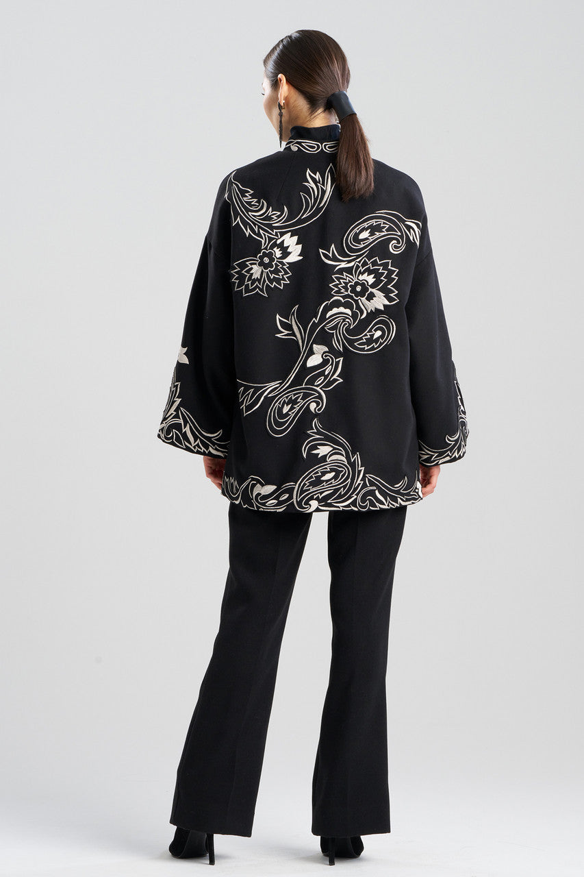 NATORI Buy Felt Embroidered Coat in Black Online