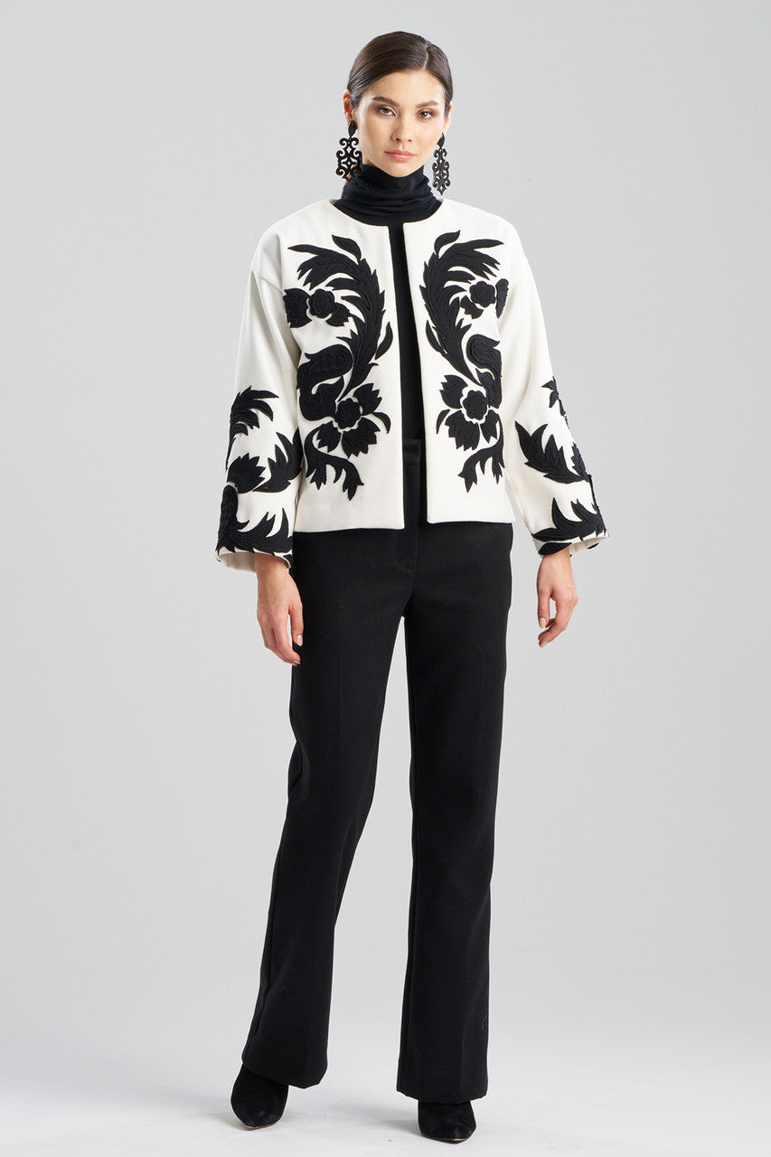 NATORI Buy Felt Embroidered Crop Jacket in Warm White Online