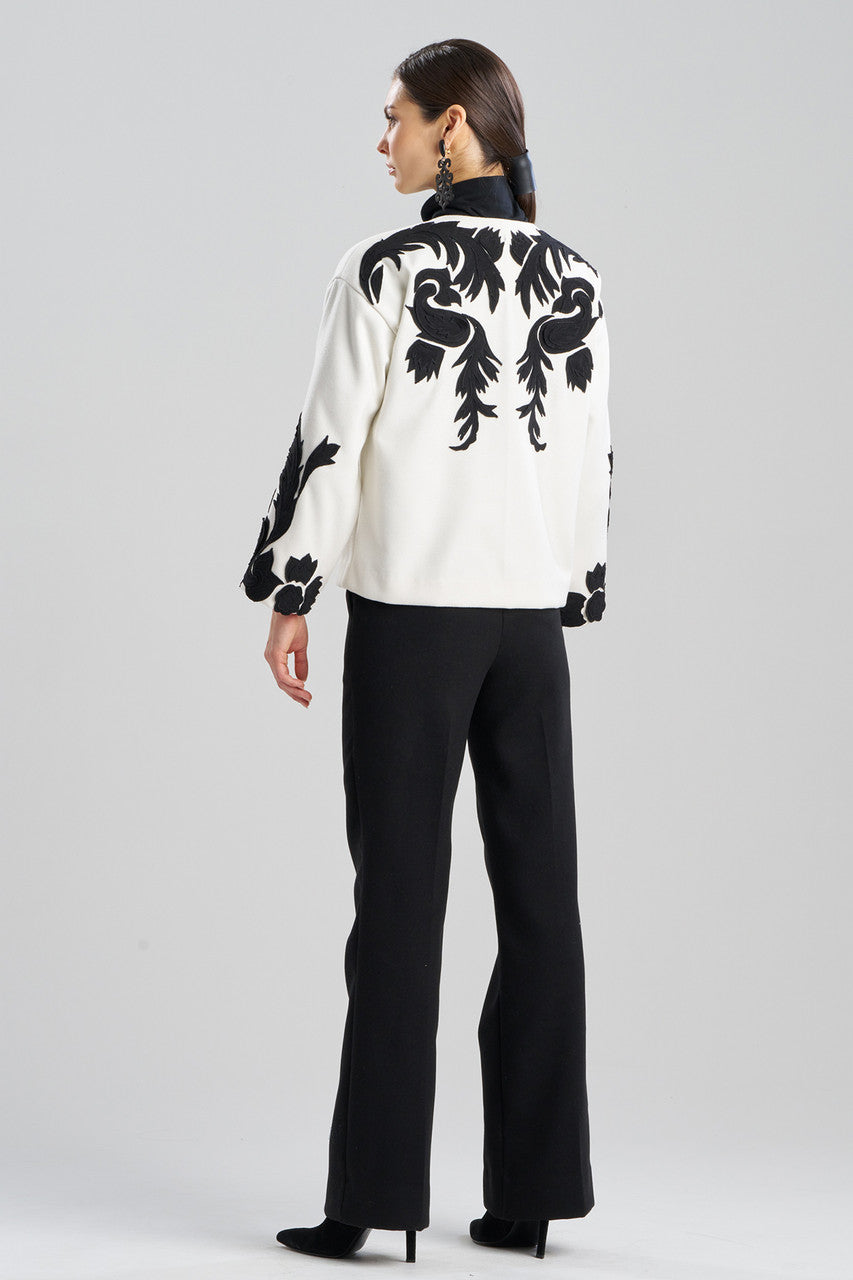 NATORI Buy Felt Embroidered Crop Jacket in Warm White Online