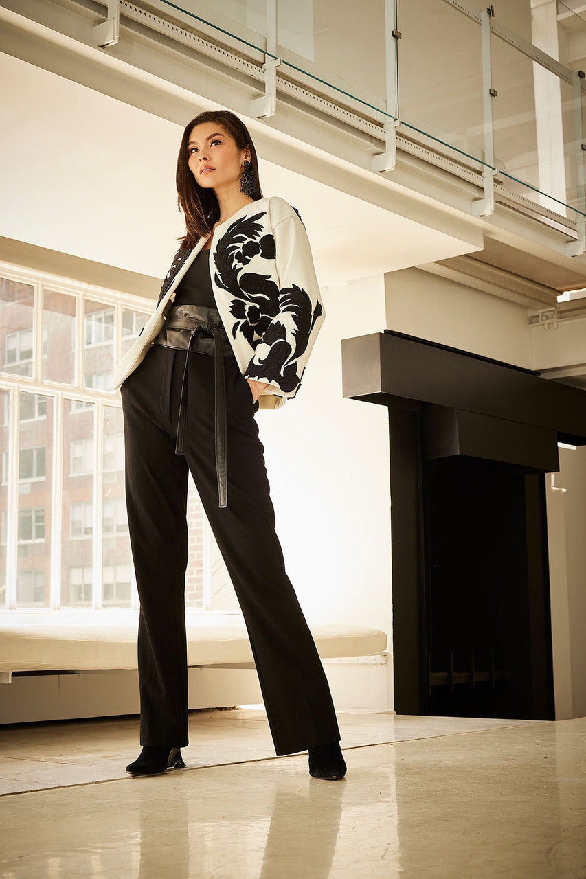 NATORI Buy Felt Embroidered Crop Jacket in Warm White Online