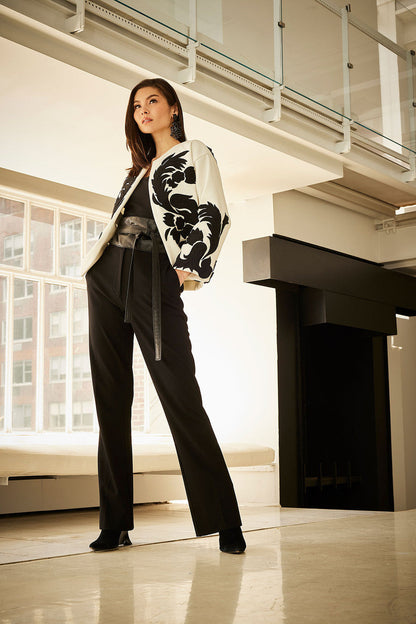 NATORI Buy Felt Embroidered Crop Jacket in Warm White Online