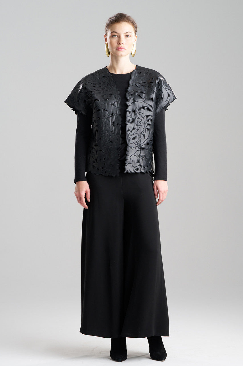 NATORI Buy Vegan Luxe Lambskin Embroidered Vest in Black Online