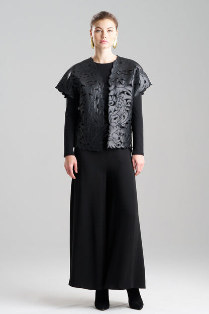NATORI Buy Vegan Luxe Lambskin Embroidered Vest in Black Online