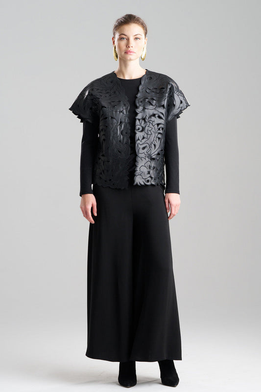 NATORI Buy Vegan Luxe Lambskin Embroidered Vest in Black Online