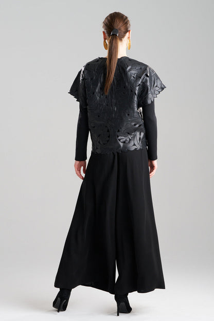 NATORI Buy Vegan Luxe Lambskin Embroidered Vest in Black Online