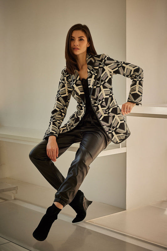 NATORI Buy Yantra Notch Lapel Blazer in Black/White Online