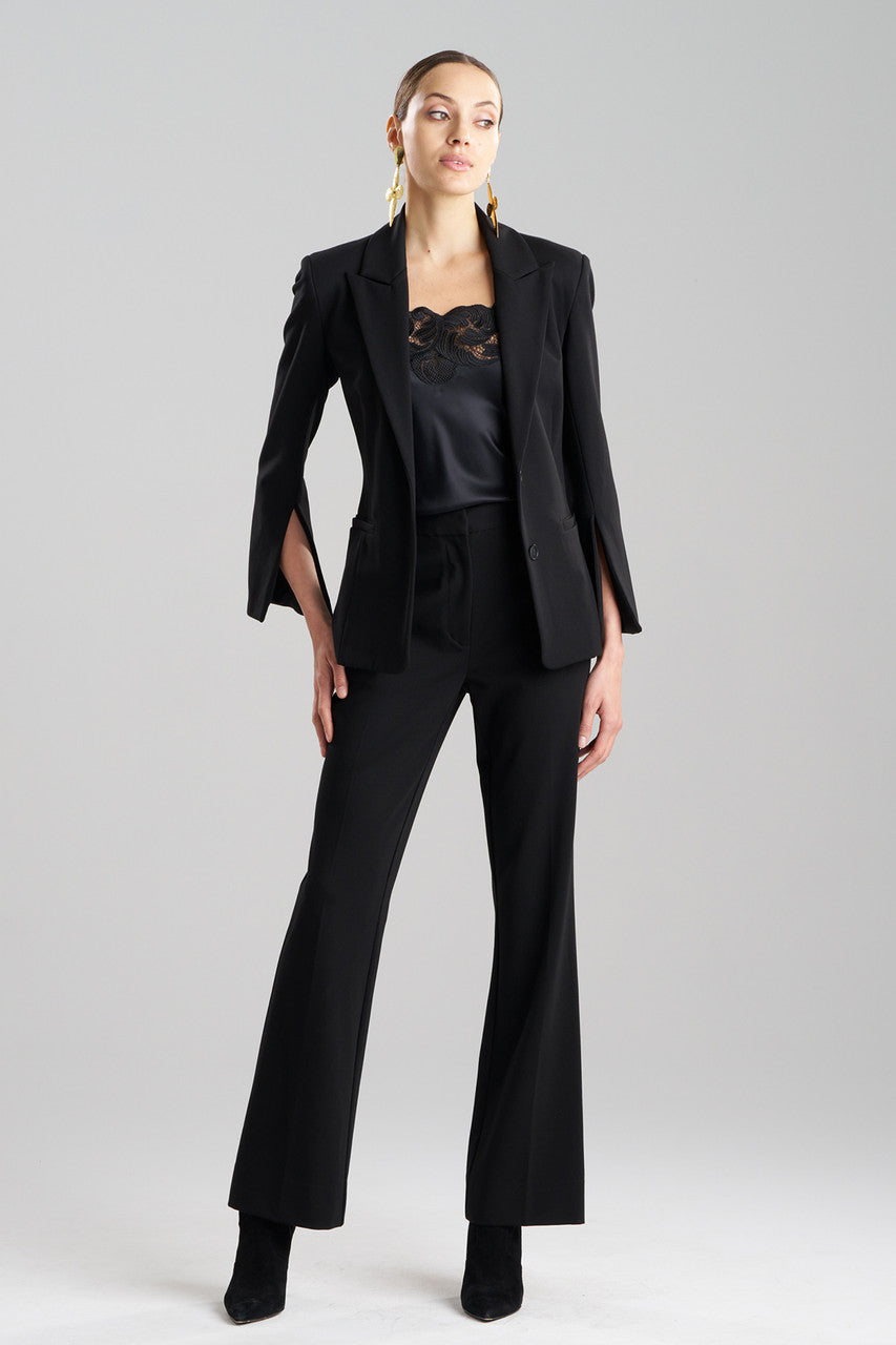 NATORI Buy Compact Knit Two Button Lapel Blazer in Black Online