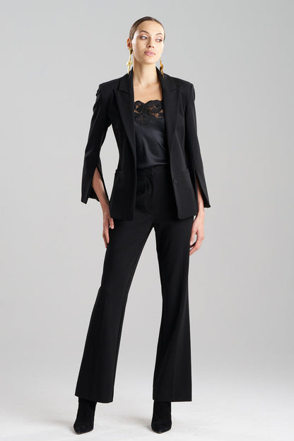 NATORI Buy Compact Knit Two Button Lapel Blazer in Black Online