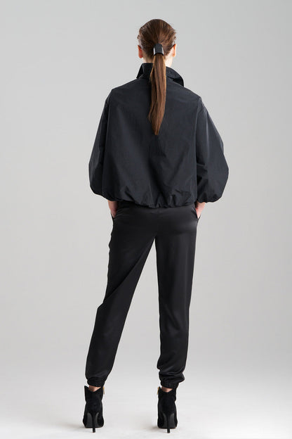 NATORI Buy Taffeta Embroidered Balloon Bomber Jacket in Black Online