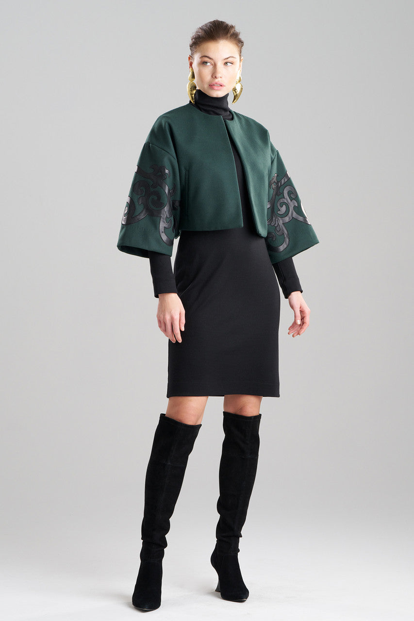NATORI Buy Felt Embroidered Cropped Jacket in Bottle Green Online