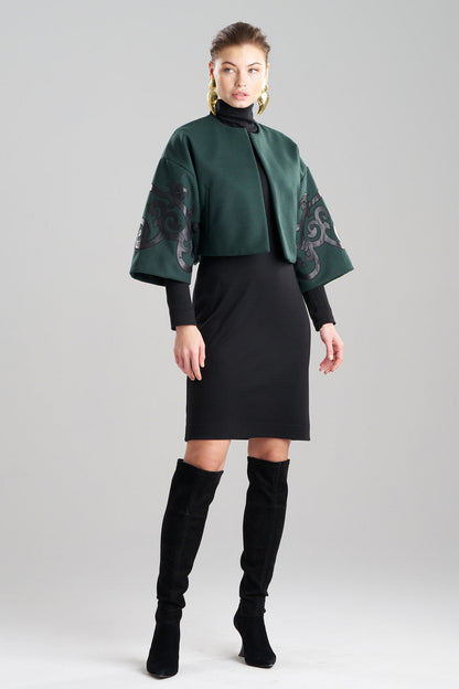 NATORI Buy Felt Embroidered Cropped Jacket in Bottle Green Online