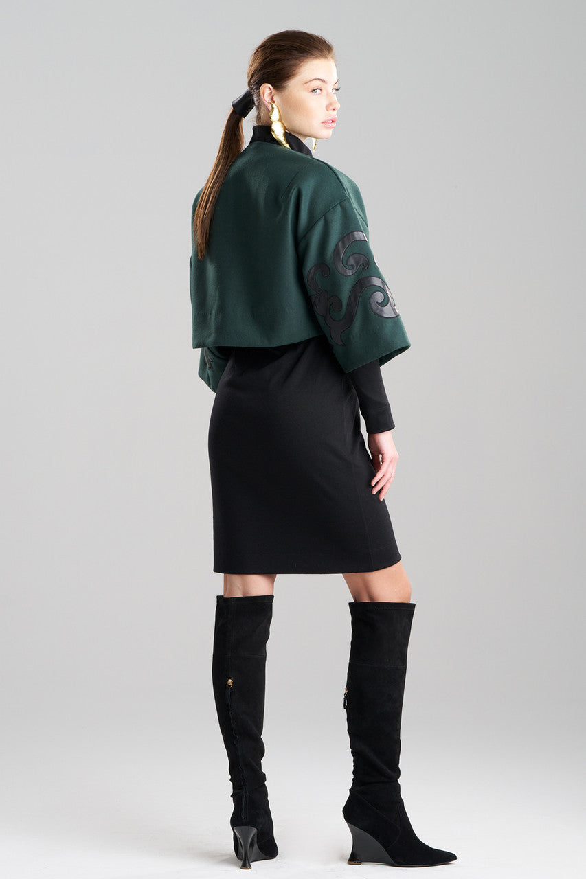 NATORI Buy Felt Embroidered Cropped Jacket in Bottle Green Online