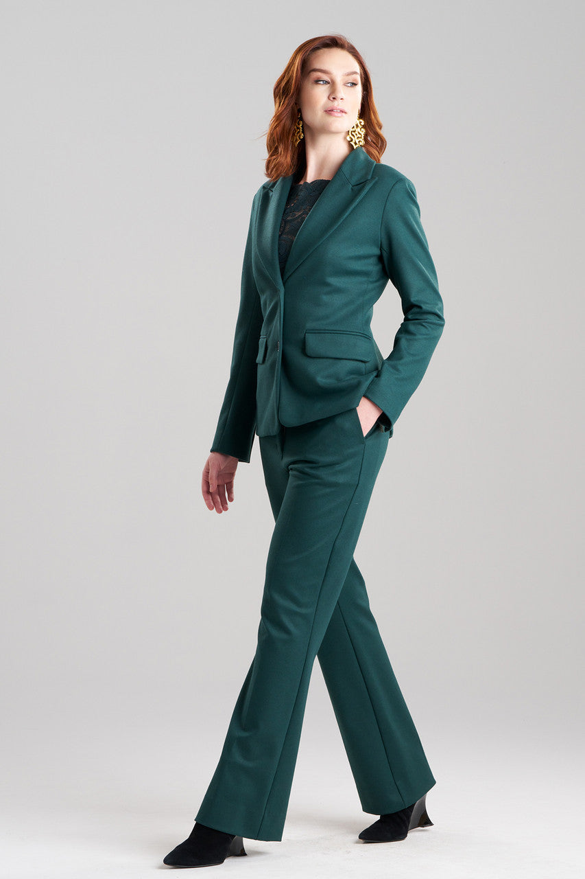NATORI Buy Double Jersey Two Button Lapel Blazer in Bottle Green Online