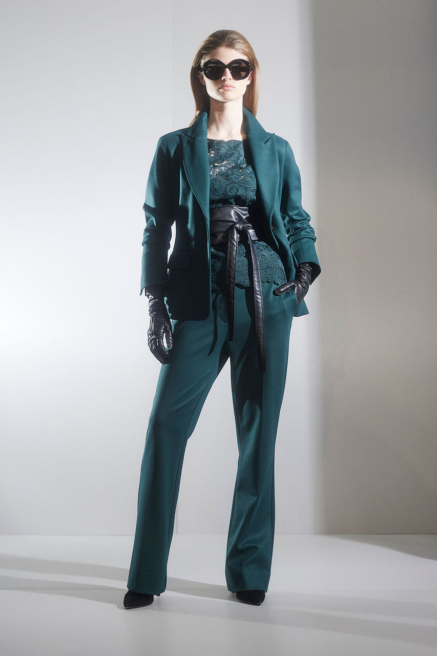 NATORI Buy Double Jersey Two Button Lapel Blazer in Bottle Green Online