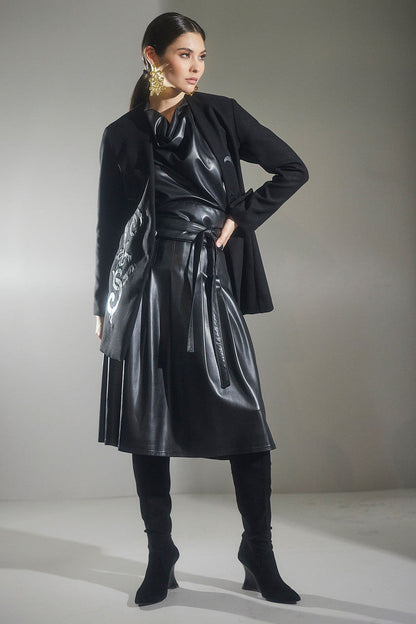NATORI Buy Felt Embroidered Collarless Jacket in Black Online