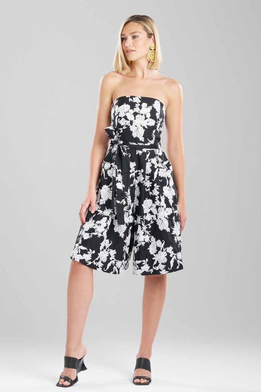 NATORI Buy Tangier Embroidered Cotton Jumpsuit in Black/White Online