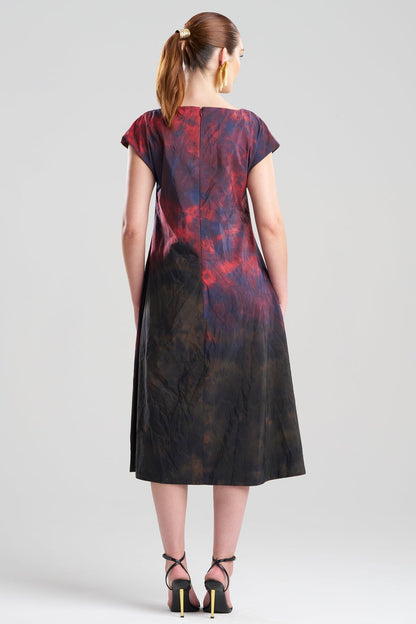 NATORI Niji Tie Dye Taffeta Trapeze Dress