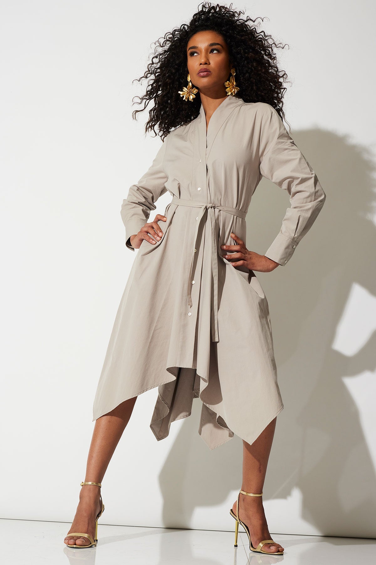 NATORI Tech Cotton Taffeta Handkerchief Dress