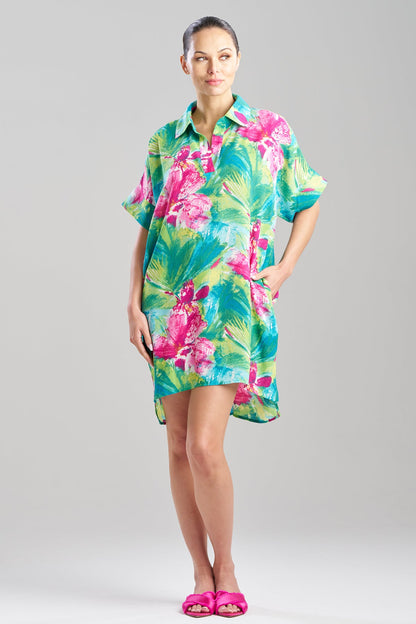 NATORI Tropic Crinkle Dolman Shirtdress