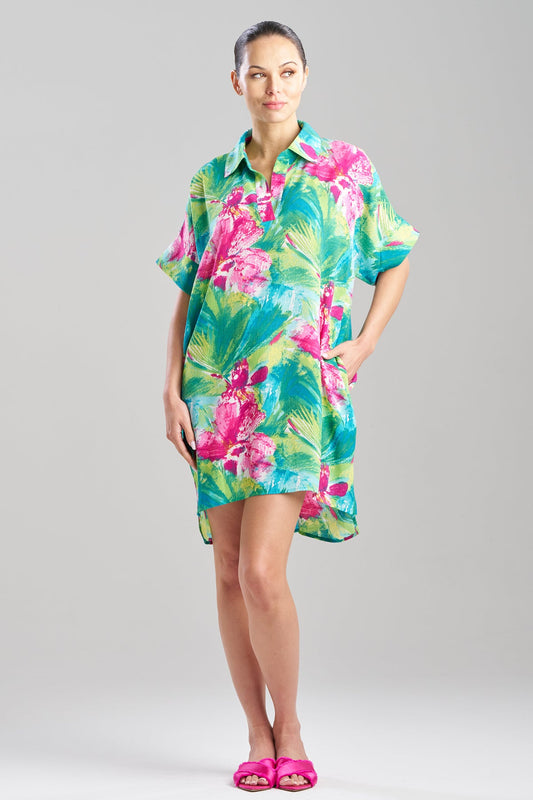 NATORI Tropic Crinkle Dolman Shirtdress