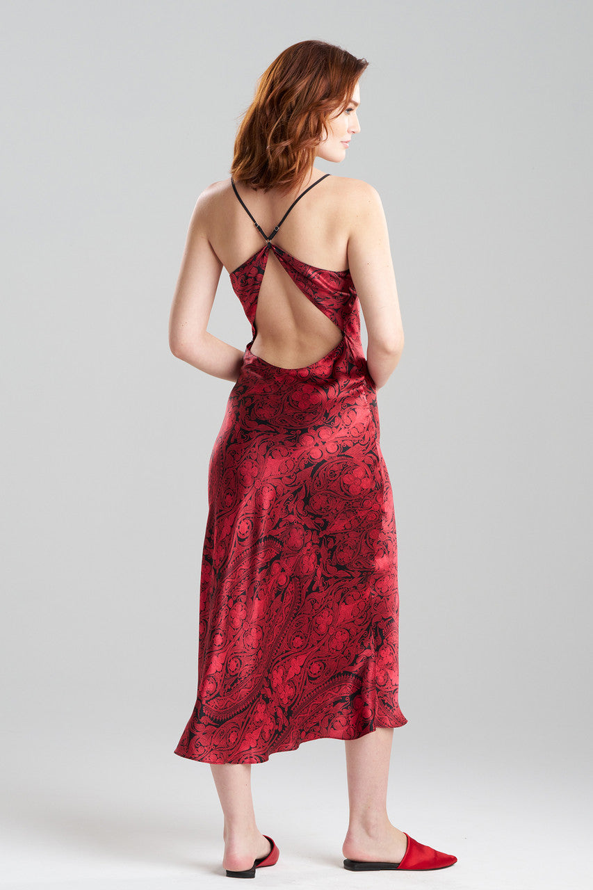 NATORI Buy Ottoman Open Back Silk Slip in Red/Black Online