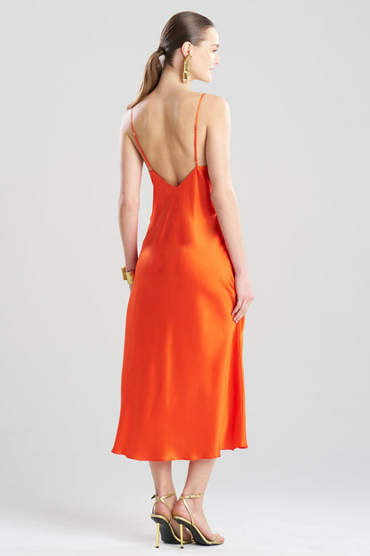 NATORI Key Cowl Neck Silk Slip Dress