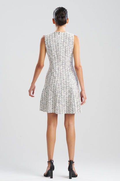 NATORI Buy Tweed Pleated Dress in Natural/Black Online