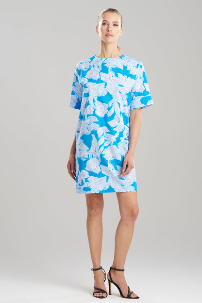 NATORI Misty Floral Cotton T-Shirt Dress