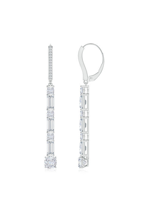 NATORI Buy Orient Express Lab-Grown 14K Gold Baguette & Cushion Diamond Long Drop Earrings in 14K White Gold Online