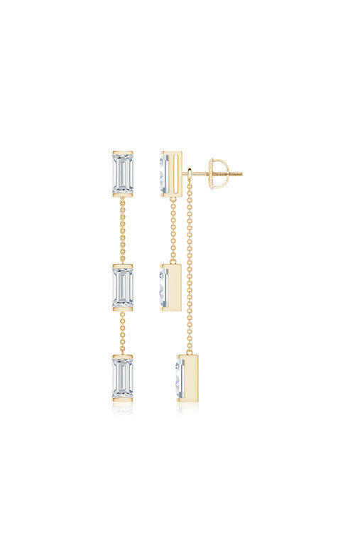 NATORI Buy Orient Express Lab-Grown 14K Gold Baguette & Diamond Front-Back Chain Earrings in 14K Yellow Gold Online