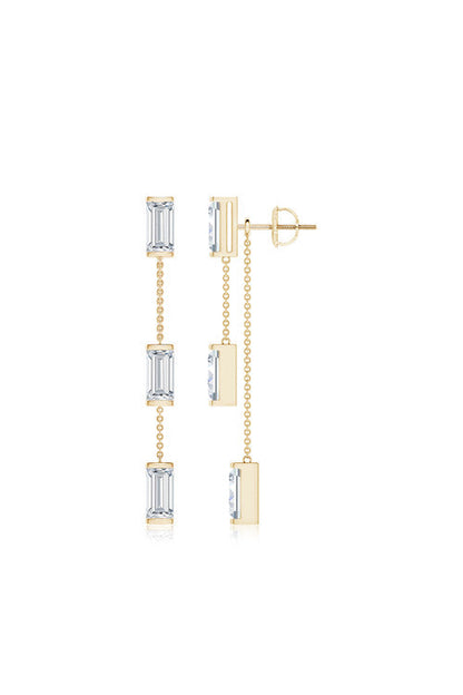 NATORI Buy Orient Express Lab-Grown 14K Gold Baguette & Diamond Front-Back Chain Earrings in 14K Yellow Gold Online