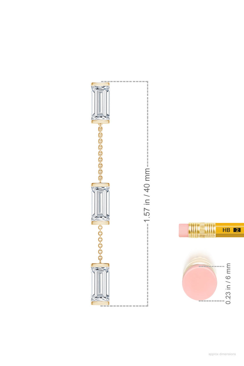NATORI Buy Orient Express Lab-Grown 14K Gold Baguette & Diamond Front-Back Chain Earrings in 14K Yellow Gold Online