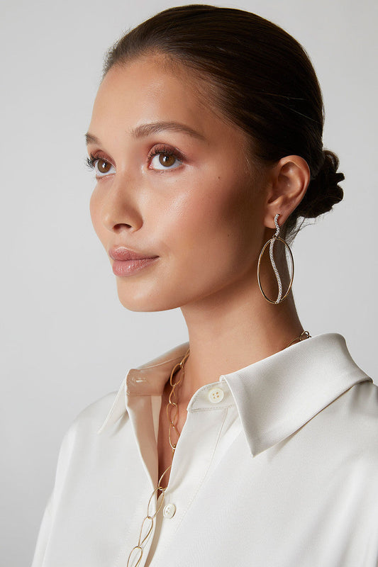 NATORI Buy Shangri-La Elliptical Yin-Yang 14K Gold and Diamond Dangle Earrings in 14K Yellow Gold Online