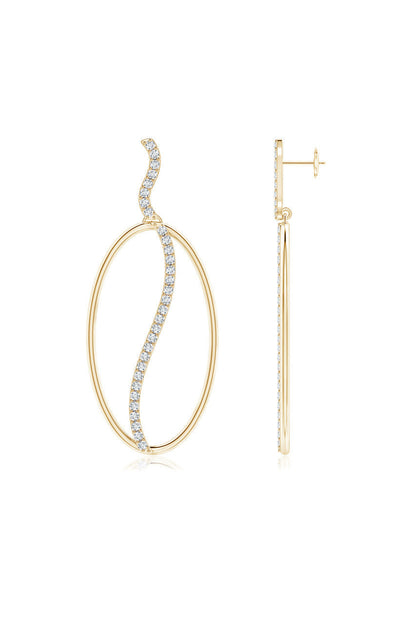 NATORI Buy Shangri-La Elliptical Yin-Yang 14K Gold and Diamond Dangle Earrings in 14K Yellow Gold Online
